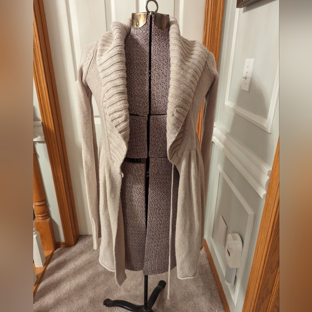 Aritzia Talula oatmeal beige shawl collar wrap sweater cardigan xs